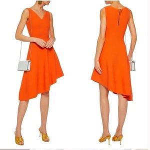 NEW MILLY Orange Asymmetrical Hem Flared Dress